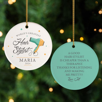 World's Best Hair Stylist Personalized Ornament created by ORNAMENT SHOP