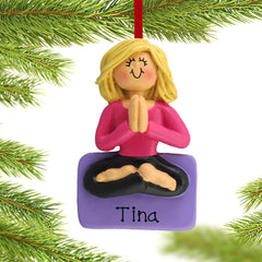 Yoga Personalized Christmas Ornament - HAIR COLOR - Blonde created by ORNAMENT SHOP