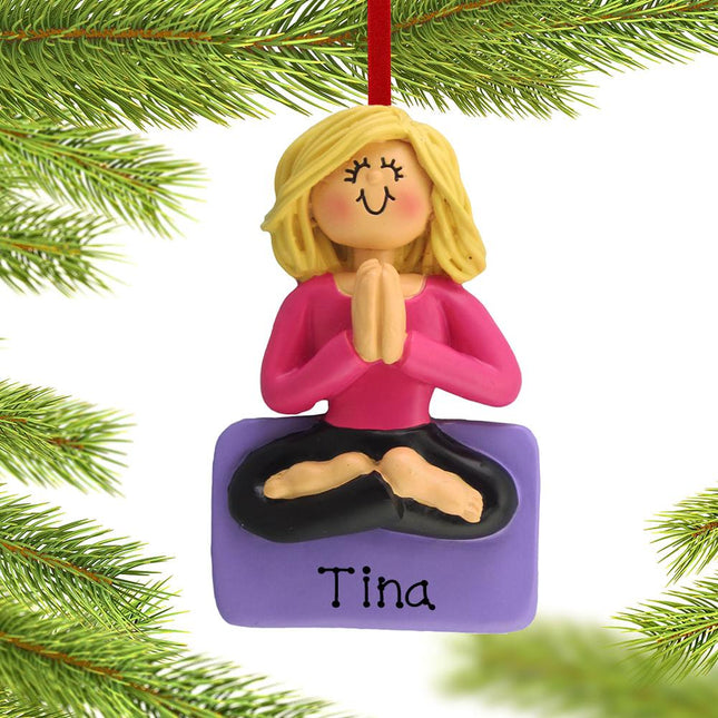 Yoga Personalized Christmas Ornament - HAIR COLOR - Blonde created by ORNAMENT SHOP