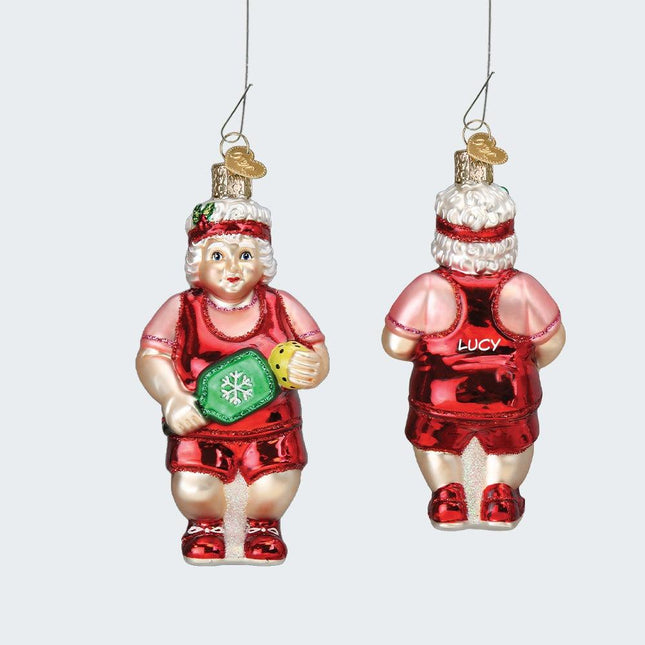 Pickleball Mrs Claus Ornament created by OLD WORLD CHRISTMAS and designed by Ornament Shop