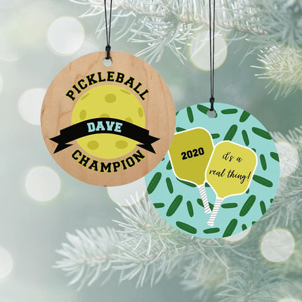 Pickleball Personalized Wood Ornament created by ORNAMENT SHOP
