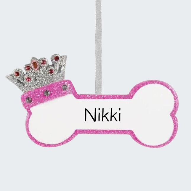 Pink Princess Dog Bone Ornament created by ORNAMENT SHOP
