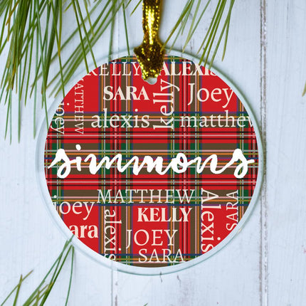 Plaid Word Cloud Photo Personalized Glass Ornament created by ORNAMENT SHOP
