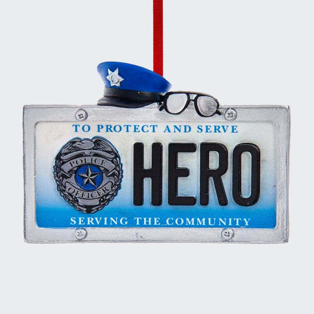 Police Hero License Plate Ornament created by KURT ADLER and designed by Ornament Shop