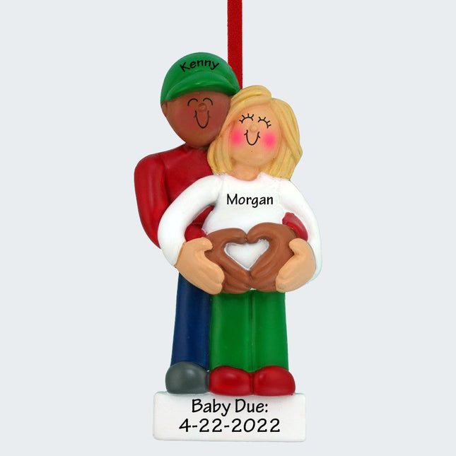 Pregnancy Couple with Heart Ornament - HAIR COLOR - Male Ethnic /Female Blonde created by ORNAMENT SHOP