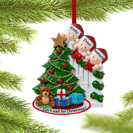 Present Peeking Family Personalized Ornament - 2, 3, 4, 5, 6, 7, 8, 9 Family Members - FAMILY - 3 Family Members created by ORNAMENT SHOP
