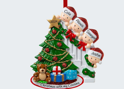 Present Peeking Family of 4 Ornament