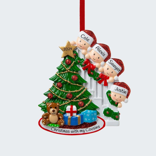 Present Peeking Family of 4 Ornament