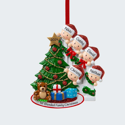 Present Peeking Family Personalized Ornament - 2, 3, 4, 5, 6, 7, 8, 9 Family Members - FAMILY - 5 Family Members created by ORNAMENT SHOP