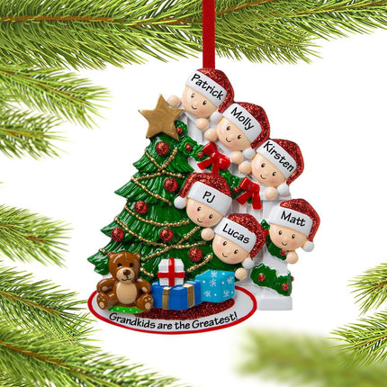 Present Peeking Family Personalized Ornament - 2, 3, 4, 5, 6, 7, 8, 9 Family Members - FAMILY - 6 Family Members created by ORNAMENT SHOP