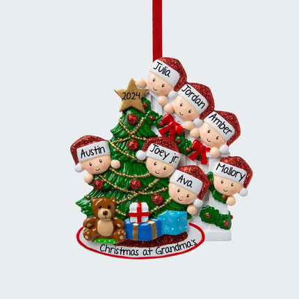 Present Peeking Family Personalized Ornament - 2, 3, 4, 5, 6, 7, 8, 9 Family Members - FAMILY - 7 Family Members created by ORNAMENT SHOP