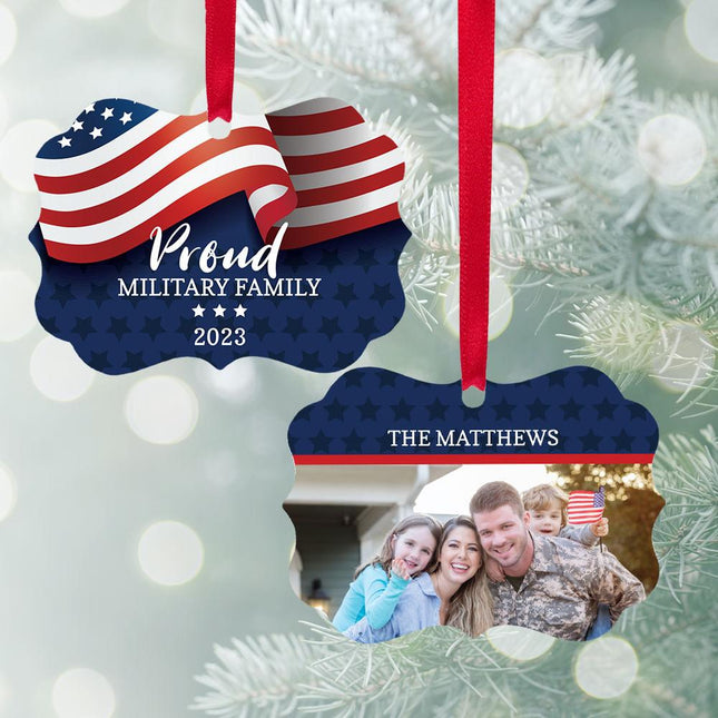 Proud Military Family Flag Photo Metal Ornament created by ORNAMENT SHOP