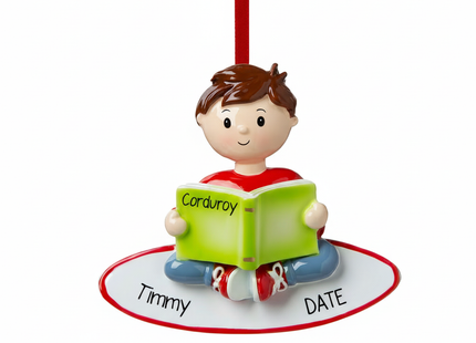 holiday personalized reading boy christmas ornament – Christmas ornament, holiday tree decoration or gift