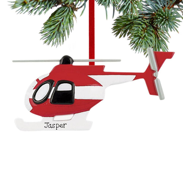 Red and White Helicopter Ornament created by RUDOLPH AND ME and designed by Ornament Shop