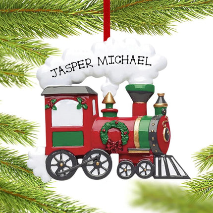 Red Christmas Train Engine Ornament created by RUDOLPH AND ME and designed by Ornament Shop
