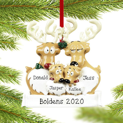 Reindeer Family Personalized Ornament - 2, 3, 4, 5, 6, 7 Family Members - FAMILY - 4 Family Members created by RUDOLPH AND ME and designed by Ornament Shop