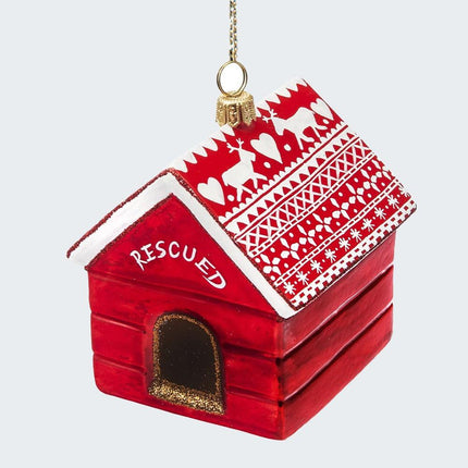 Rescued Dog House Glass Christmas Ornament created by JOY TO THE WORLD and designed by Ornament Shop