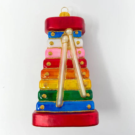 Retro Xylophone Hand-Painted Glass Ornament