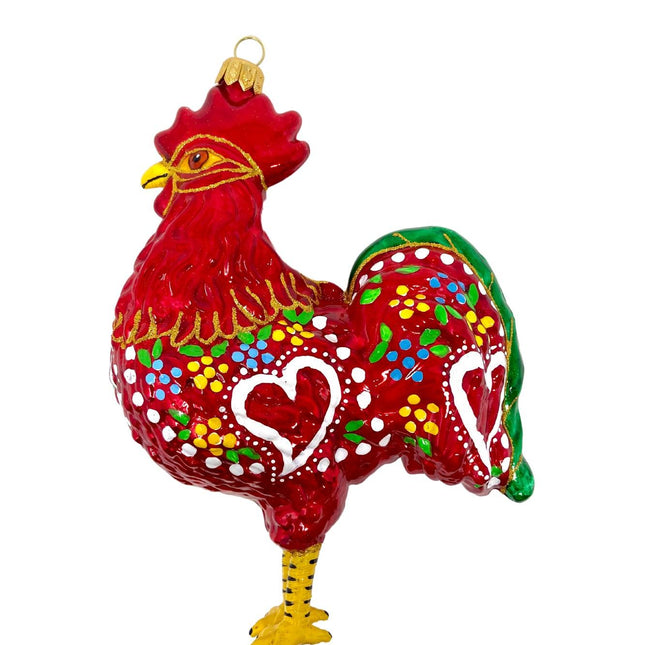 Rooster of Barcelos Hand-Painted Glass Ornament