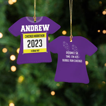 Runner Personalized Ceramic Tshirt Ornament - COLOR - Purple created by ORNAMENT SHOP