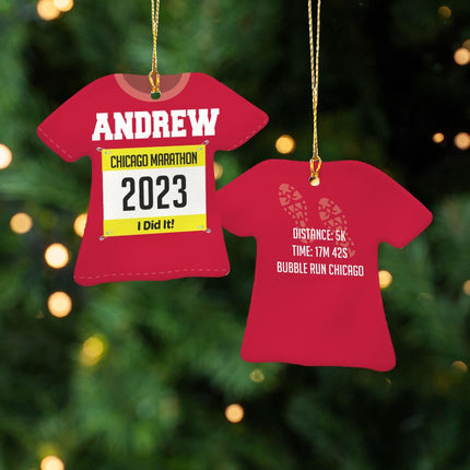 Runner Personalized Ceramic Tshirt Ornament - COLOR - Red created by ORNAMENT SHOP