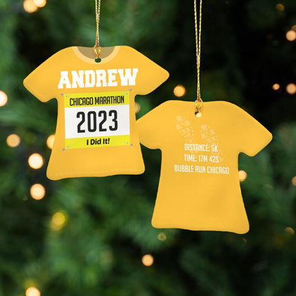 Runner Personalized Ceramic Tshirt Ornament - COLOR - Yellow created by ORNAMENT SHOP