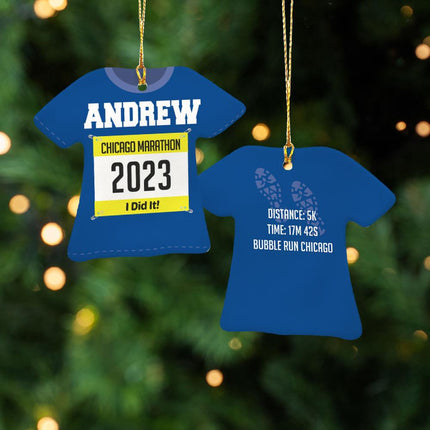 Runner Personalized Ceramic Tshirt Ornament - COLOR - Blue created by ORNAMENT SHOP