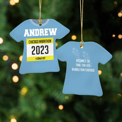 Runner Personalized Ceramic Tshirt Ornament - COLOR - Baby Blue created by ORNAMENT SHOP