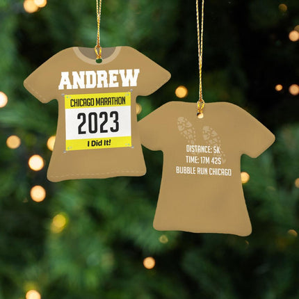 Runner Personalized Ceramic Tshirt Ornament - COLOR - Gold created by ORNAMENT SHOP