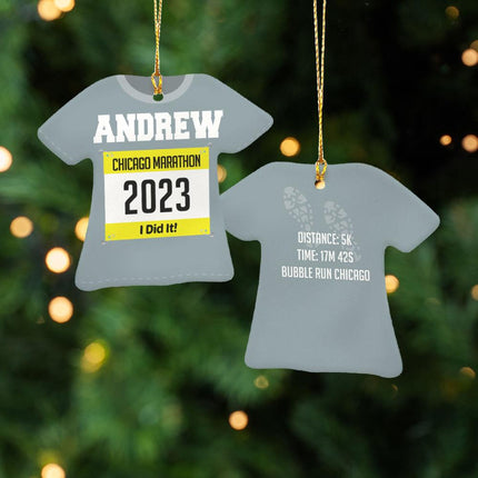 Runner Personalized Ceramic Tshirt Ornament - COLOR - Silver created by ORNAMENT SHOP