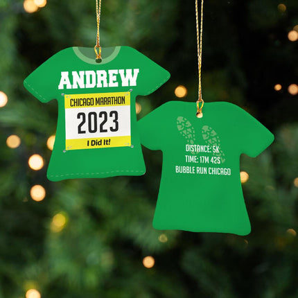Runner Personalized Ceramic Tshirt Ornament - COLOR - Green created by ORNAMENT SHOP