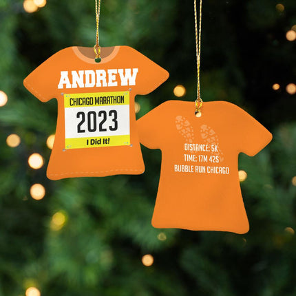 Runner Personalized Ceramic Tshirt Ornament - COLOR - Orange created by ORNAMENT SHOP