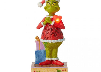 Grinch by Jim Shore Happy Grinch with Blinking Heart Figurine Custom Ornament | Enesco Xmas Ornament