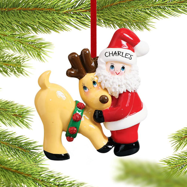 Santa and Reindeer Ornament created by RUDOLPH AND ME and designed by Ornament Shop