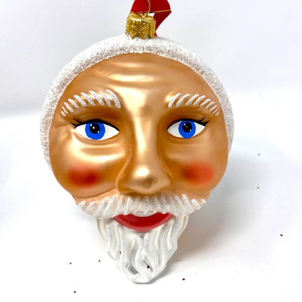 Santa Claus Head Hand-Painted Glass Ornament