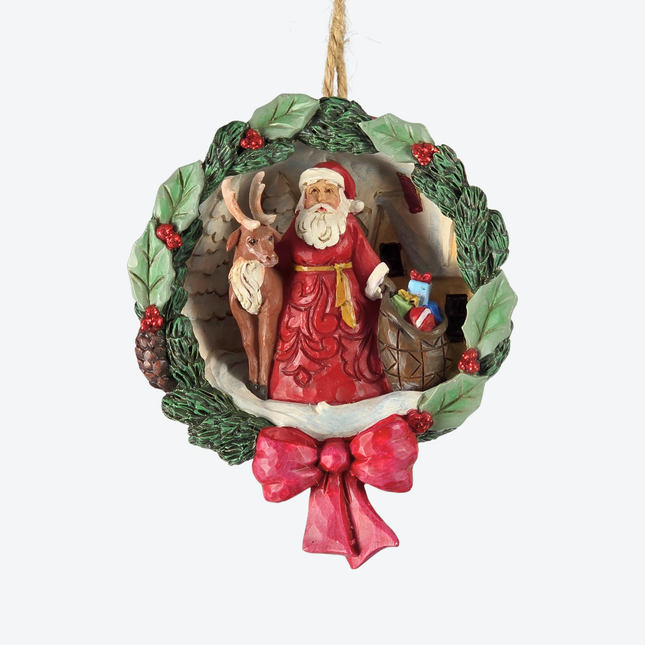 Santa with Reindeer Ornament
