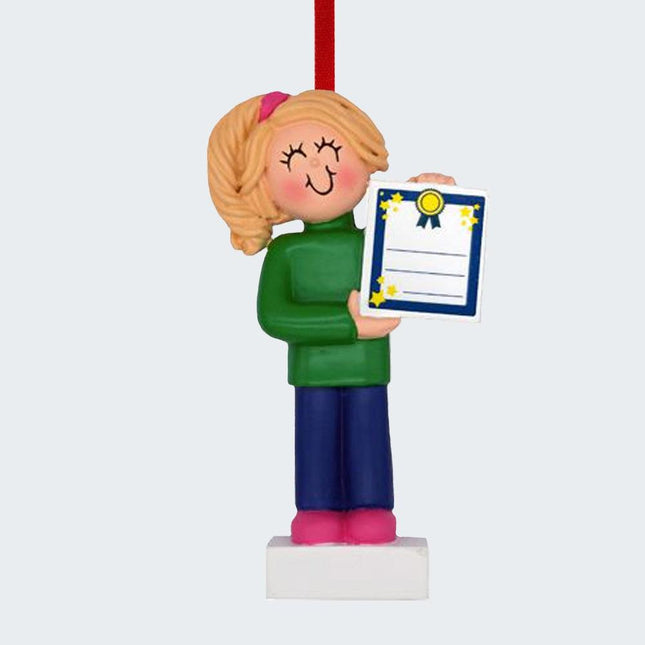School Award Girl Ornament - HAIR COLOR - Blonde created by ORNAMENT SHOP