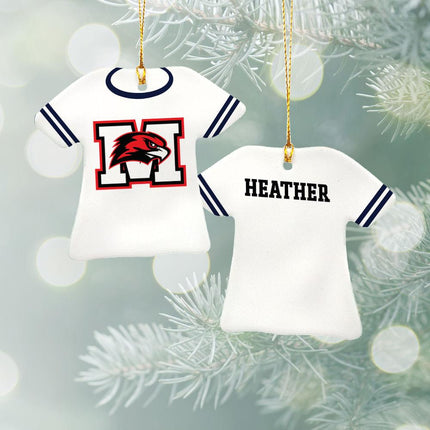 School Jersey Personalized Ceramic Tshirt Ornament - COLOR - Navy created by ORNAMENT SHOP