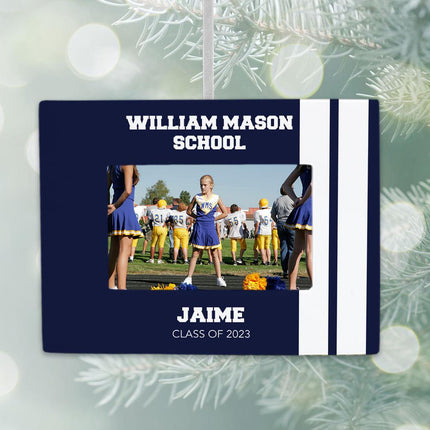 School Personalized Photo Frame Ornament - COLOR - Blue created by ORNAMENT SHOP