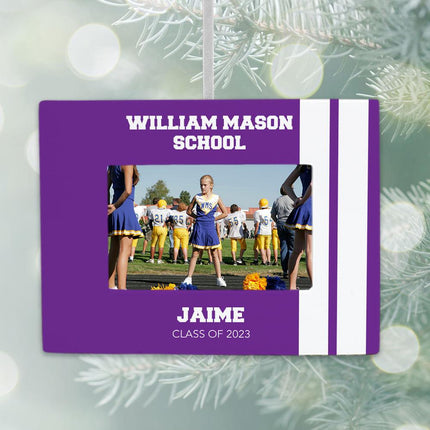 School Personalized Photo Frame Ornament - COLOR - Navy created by ORNAMENT SHOP