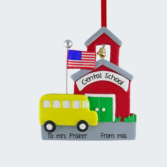 School with School Bus Ornament created by ORNAMENT SHOP