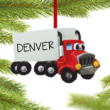 Semi Truck with Eyes Ornament created by RUDOLPH AND ME and designed by Ornament Shop