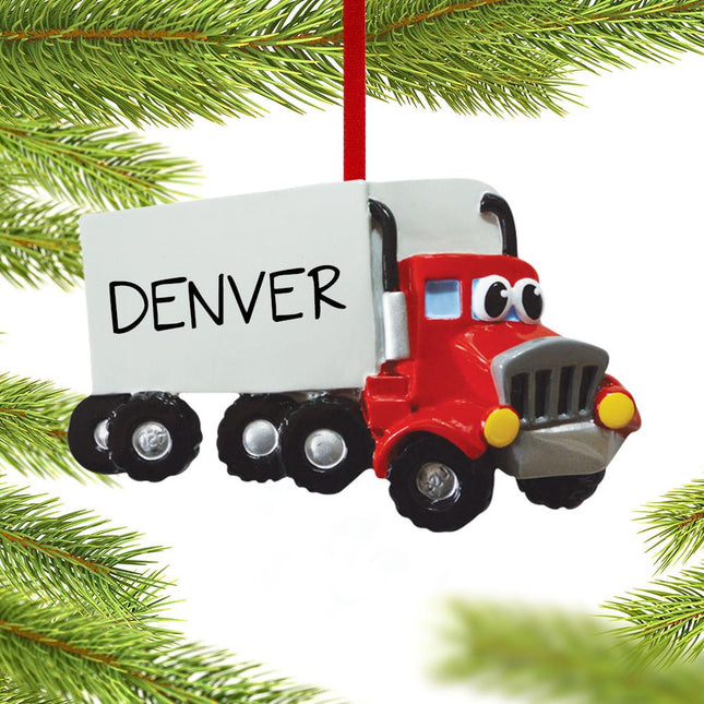 Semi Truck with Eyes Ornament created by RUDOLPH AND ME and designed by Ornament Shop