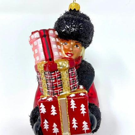 Shopping Woman Hand-Painted Glass Ornament