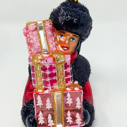 Shopping Woman Hand-Painted Glass Ornament