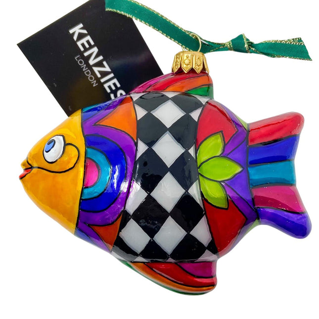 Sicilian Fish Hand-Painted Glass Ornament