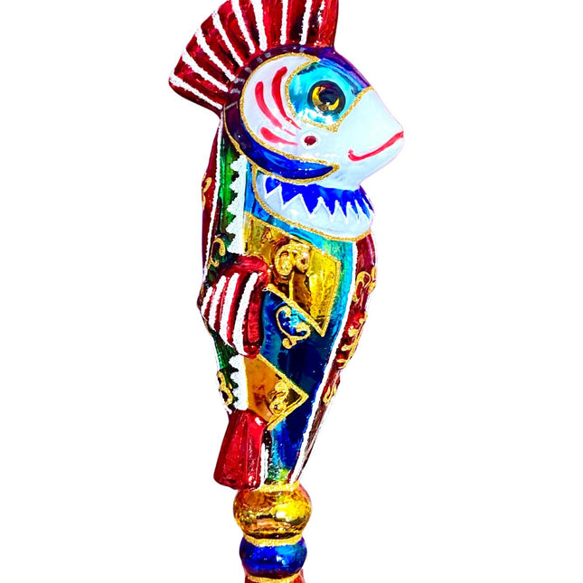 Sicilian Fish Hand-Painted Glass Ornament