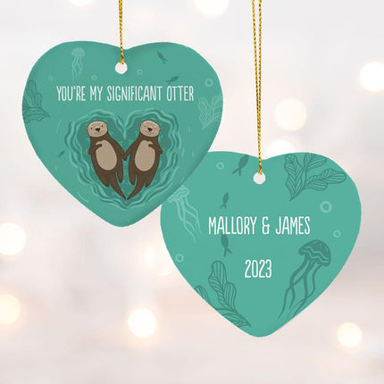 Significant Otter Ceramic Heart Ornament created by ORNAMENT SHOP