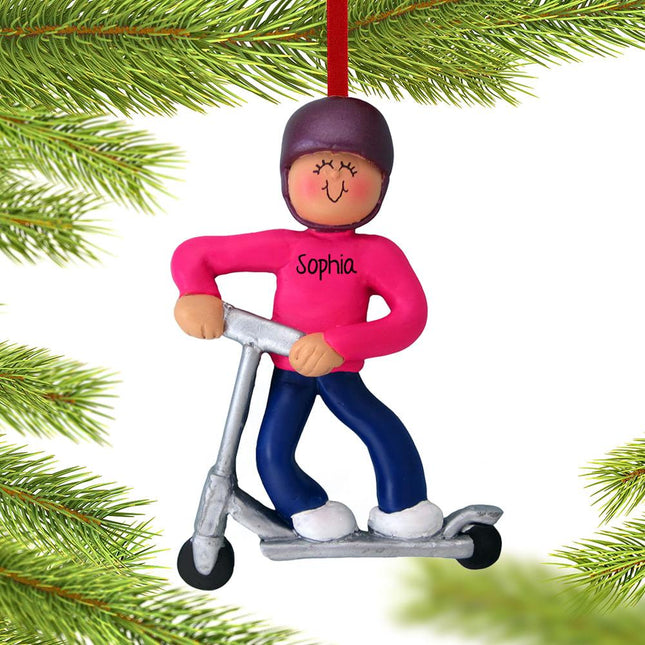 Silver Scooter Boy or Girl Personalized Ornament - GENDER - Girl created by ORNAMENT SHOP