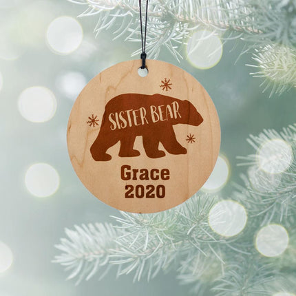 Sister Bear Wood Christmas Ornament created by ORNAMENT SHOP